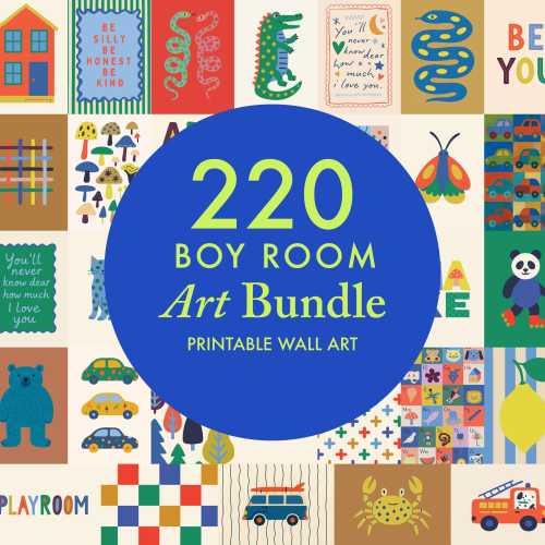 Boy Playroom Art Bundle | 220 Bright Modern Prints (Digital Download)