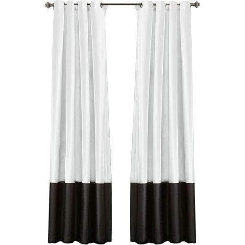 Lush Decor Gray Prima Window Curtains Panel Set for Living, Dining Room, Bedroom (Pair), 54 x 84-inch, 54" W x 95" L, White & Black