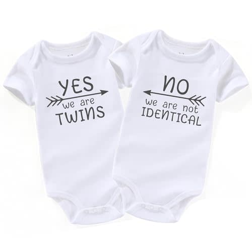 AIZFFZY Funny Twin Girls boy Baby Clothes Twin Baby Essentials Twin Baby Gifts Twins Baby Bodysuits White