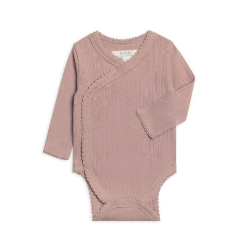 Hilda Brushed Back Pointelle Long Sleeve Kimono Bodysuit
