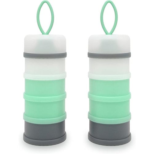 Baby Formula Dispenser, Portable Milk Powder Dispenser Container, Baby Feeding Travel Storage Container, Non-Spill Stackable Baby Snack Storage Container, BPA Free, 4 Compartments, 2 Packs