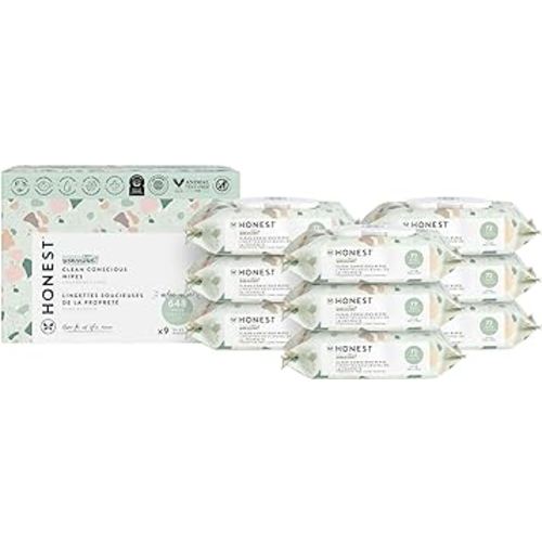 The Honest Company Clean Conscious Wipes | 99% Water, Compostable, Plant-Based, Baby Wipes | Hypoallergenic, EWG Verified | Geo Mood, 648 Count