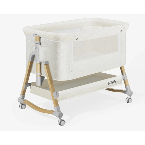 HARPPA Cuddly 3-in-1 Baby Bassinet Bedside Sleeper for Reflux | Attaches to Bed, Adjustable 5 Heights, Non-Toxic & CPSC Certified | Sturdy Aluminum Frame, Portable Wheels, Tool-Free Setup, Gentle Rocking | Perfect for Newborns, Infants, Small Spaces & Saf