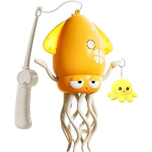 Smart Tentacle Explorer, Wiggly Wonder Octopus, Playful Octopus Toy, Dancing Squid, Magical Electric Induction Magic Dancing Octopus Octopus Automatic Obstacle Avoidance Prank Funny(Yellow,with Rod)
