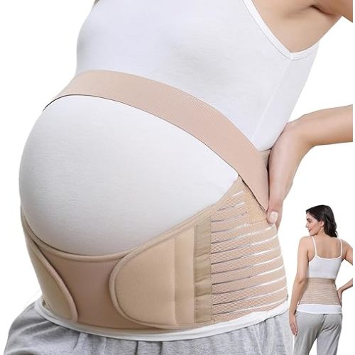 NeoTech Care Pregnancy Support Maternity Belt, Waist/Back/Abdomen Band, Belly Brace (Size L, Beige Color)