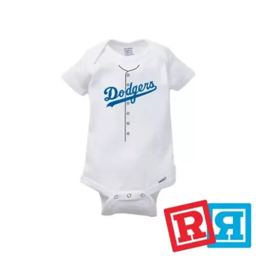 Bella Canvas Dodgers Baseball Gerber Baby Onesie® Bodysuit Cotton Unisex White Short Sleeve