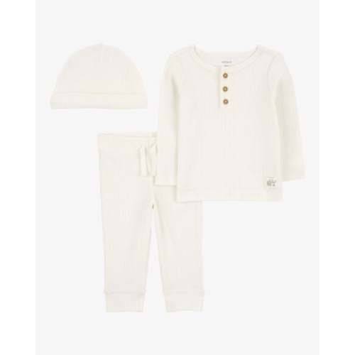 Baby 3-Piece Ribbed Outfit Set - Ivory - Carter's | Carter's