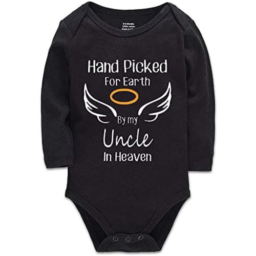 Hand Picked for Earth by My Uncle in Heaven Unisex-Baby Bodysuit White Long Sleeve 0-24 Months
