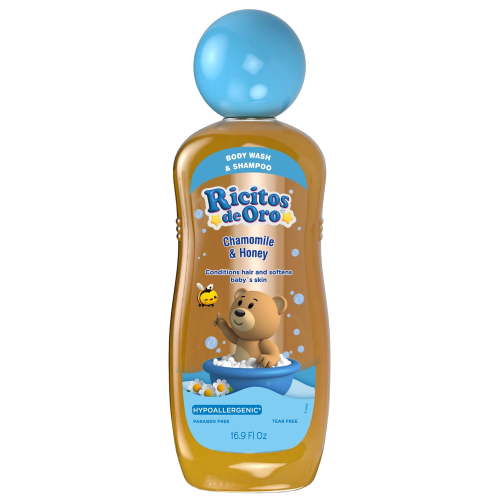 Ricitos de Oro 2-in-1 Baby Hair & Body Wash, Hypoallergenic Tear-Free, Chamomile & Honey, 16.9 fl oz