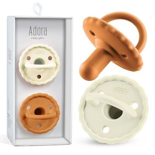 Baby Soother Pacifiers Teether - Scalloped Paci is Suitable for Toddlers to Grasp and Self Soothe for Teething Relief - Rosewood / Blush
