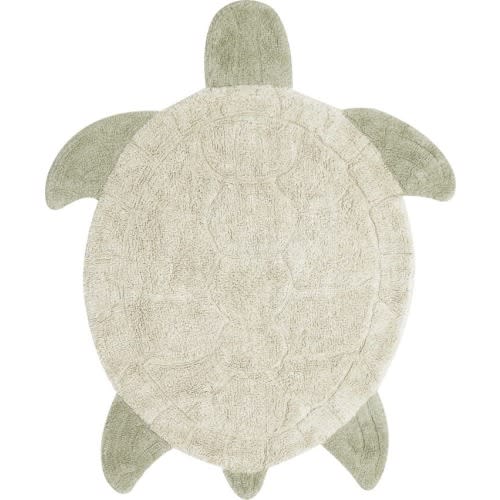 Lorena Canals Sea Turtle Washable Recycled Cotton Blend Rug, Natural Olive