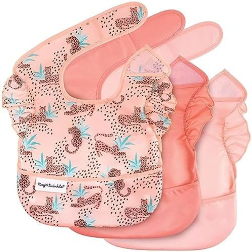 Tiny Twinkle Mess-Proof Baby Bib - Waterproof Bib for Baby Boy or Girl - PFAS, PVC, BPA, Phthalate Free - Baby Food Bibs