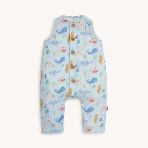 deep sea jubilee cotton gauze magnetic sleeveless romper