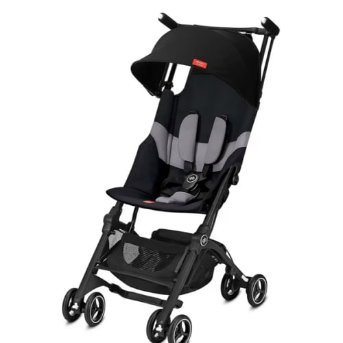 gb Pockit+ All-Terrain, Ultra Compact Lightweight Travel Stroller with Canopy and Reclining Seat in Velvet Black