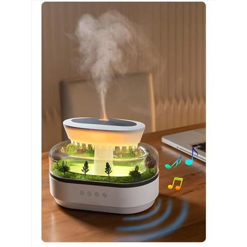 Cloud Rain Cloud Humidifiers 350ML Water Drip Mushroom Humidifiers with Remote Control 7 Colors Mood Light Air Humidifier Raindrop Humidifier for Bedroom (White)