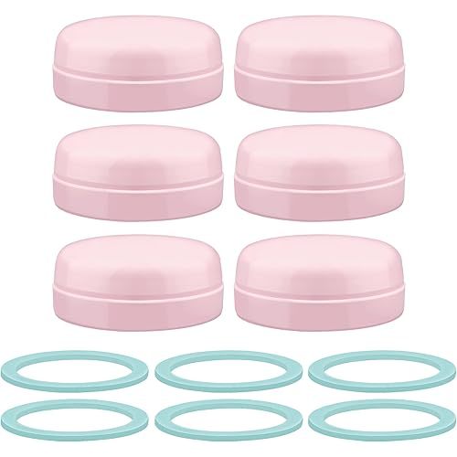Maymom Solid Lids Aka Travel Caps w/Sealing Ring Compatible with Avent Bottle; Cap Replace Avent Natural Bottle Screw Ring n Sealing Disc; Fit Avent Anti-colic Polypropylene, Glass Bottle, Avent Pink