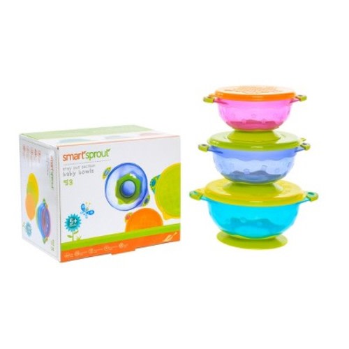 Kitchen + Home Stay Put Baby Bowls - Set of 3 Suction Bowls Set with Lids