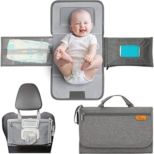 Kopi Baby Portable Diaper Changing Pad - Baby Changing Pad & Diaper Changer Travel Bag, Smart Design Baby Changing Mat, Portable Changing Pad for Baby, Baby Changing Station, Infant Gift - Grey