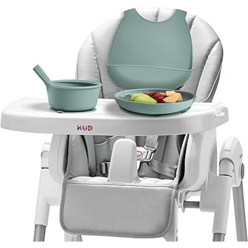KÜB 3-in-1 Foldable Baby High Chair and Silicone Baby Feeding Set with Suction