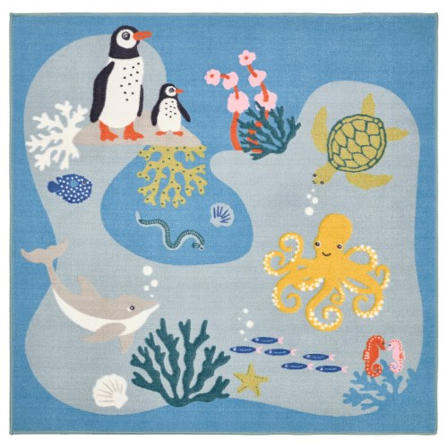 BLÅVINGAD Rug - ocean animals pattern/multicolor 4 ' 4 "x4 ' 4 "