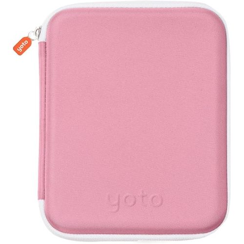 Yoto Card Case in Think Pink – Kids Accessory, Soft Portable Folder with Zipper & 64 Pockets for Player & Mini Audiobook Cards, Binder Sleeve Holder for Travel