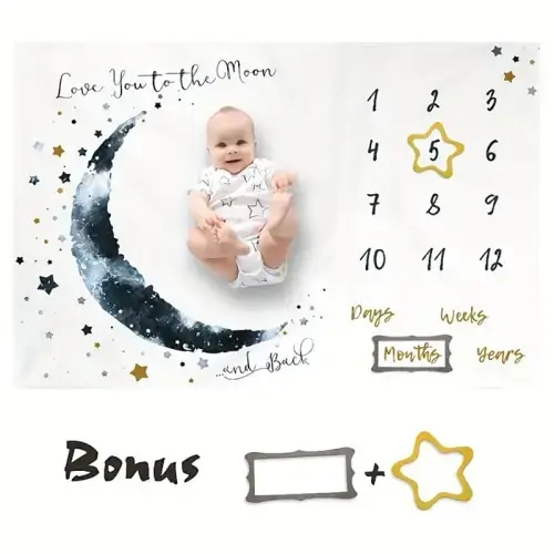 Moon themed milestone blanket