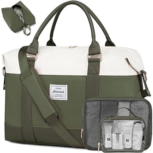 LOVEVOOK Travel Duffle Bag Women,Weekender Bag with Clear Toiletry Bag, Carry on Overnight Bag with Shoe Bag,Hospital Bags for Labor Delivery with Packing Cube
