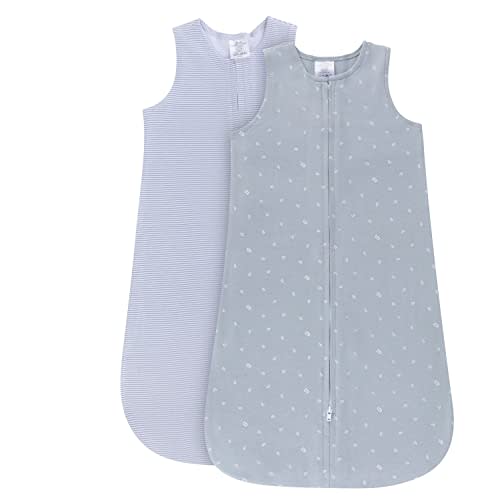 Ely's & Co. 100% Cotton Wearable Blanket Baby Sleep Bag 2 Pack (3-6 Months, Blue)