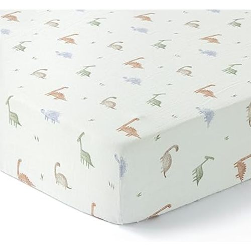 100% Muslin Cotton Crib Sheets - Crib Sheets for Standard Crib Mattress & Toddler Bed 28" X52”, Soft and Breathable, Neutral Crib Sheet for Boys & Girls | 2 Pack