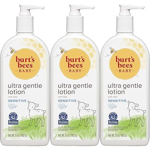 Burt's Bees Baby Ultra Gentle Lotion with Aloe for Sensitive Skin, Pediatrician Tested, 99.0% Natural Origin, Pack of 3
