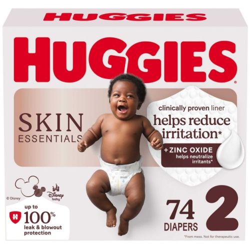 Huggies Skin Essentials Luxury Diapers - Size 2 - 74ct: 12 to 18 lbs, Elastic Stretch Sides, SnugFit Waistband, Paraben-Free