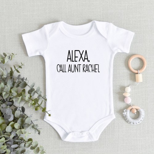 Personalized Baby ONESIES® Brand Bodysuit - Alexa call Aunt Name -Alexa call Grandma - Alexa call Uncle Baby Bodysuit Funny Baby Shower gift