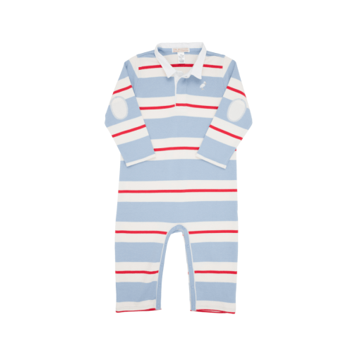 Sir Proper's Rugby Romper Barrington Blue Richmond Red Palmetto Pearl White