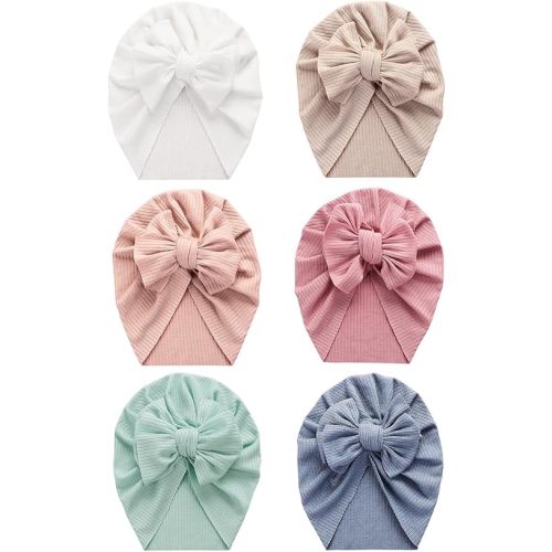 6 PCS Stretchy Baby Turban Hats, Baby Hat with Bows for Girls, Baby Boys Caps, Toddler, Newborn, Infant Hat Unisex