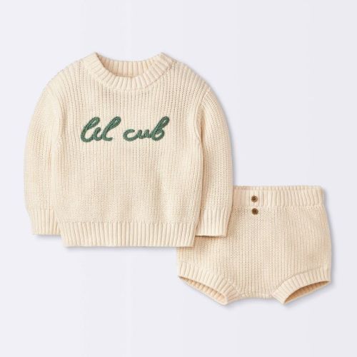 Baby Boys' Ribbed Lil Cub Sweater & Shorts Set - Cloud Island™ Cream 3-6m
