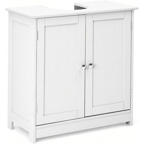 Bonnlo Pedestal Sink Storage Cabinet with 2 Doors Traditional Under Sink Cabinet Bathroom Space Saver Organizer with Adjustable Shelf White 23 5/8" W x 11 7/16" D x 23 5/8" H