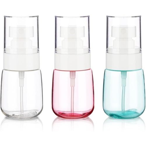 3pack Small Spray Bottle, 1oz Mini Spray Bottles, Empty Travel Spray Bottle, Fine Mist Plastic Spray Bottles (Clear+Green+Pink)