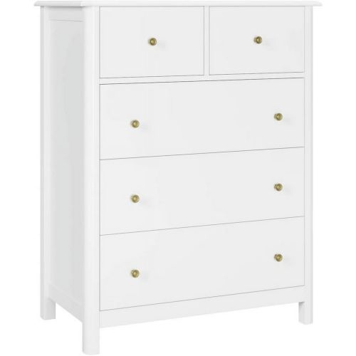 Homfa Kids Dresser of 5 Drawers, Dresser Chest with Easy Pull Handle for Bedroom, Living Room, White Finish