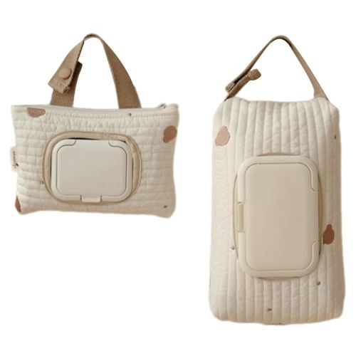 Embroidered Bear Wet Wipe Pouches Portable Baby Wipe Holder Embroidery Baby Storage Bag for Travel