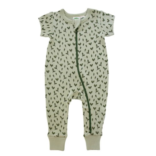 Organic Signature Print '2-Way' Zip Romper Short Sleeve