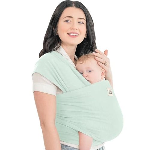 KeaBabies Baby Wrap Carrier - All in 1 Original Breathable Baby Sling, Lightweight,Hands Free Baby Carrier Sling, Baby Carrier Wrap, Baby Carriers for Newborn, Infant, Baby Wraps Carrier (Light Mint) - One Size (Pack of 1)