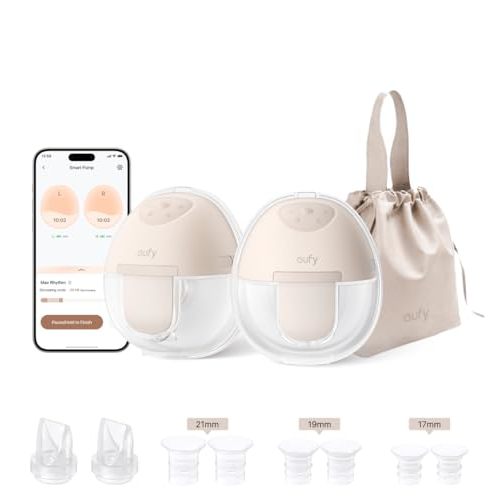 eufy Wearable Breast Pump E10, Hands-Free Electric Breast Pump with App Control, Hospital Grade Suction for More Milk, Personalized Smart Rhythm, Portable,17mm - 24mm Flanges, Leak-Proof & Ultra-Quiet