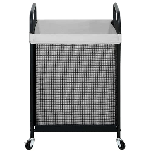 STO STO Laundry Hamper, 90L Rolling Laundry Sorter Cart with Removable and Washable Liner Bag, Rolling Clothes Hamper with Metal Handle for Laundry Room and Bedroom, Gray