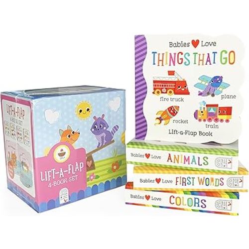 4 Pack Babies Love Learning Lift-a-Flap Boxed Set: First Words, Animals, Colors, and Things That Go (Chunky Lift a Flap)