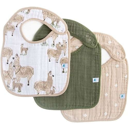 Little Unicorn Premium Classic Bib 3 pack | Adjustable as baby grows | Soft fabric on skin | Great for first time eaters (Llama Llama)