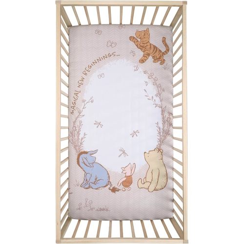 Lambs & Ivy Disney Baby Pooh Bear & Pals Photo Op Cotton Baby Fitted Crib Sheet