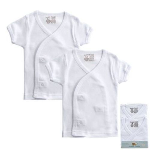 Luvable Friends Baby Unisex Side Snap Shirts, White Short-sleeve, 0-3 Months