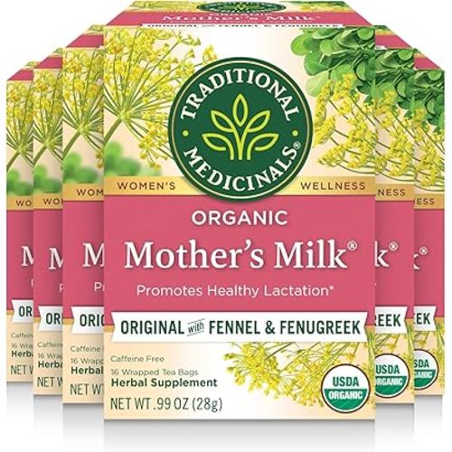 Traditional Medicinals - Organic Mother's Milk Herbal Tea (6 Pack) - Promotes Healthy Lactation in Breastfeeding Moms - 96 Tea Bags Total