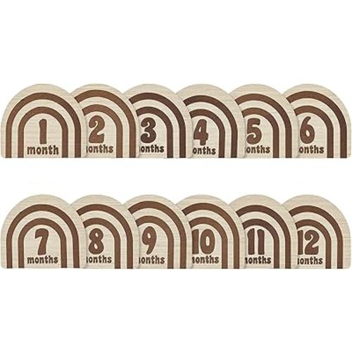 Kate & Milo Wooden Milestone Props, Baby Monthly Photo Discs, Newborn Keepsake Photos, New and Expecting Parents Gift, Rainbow
