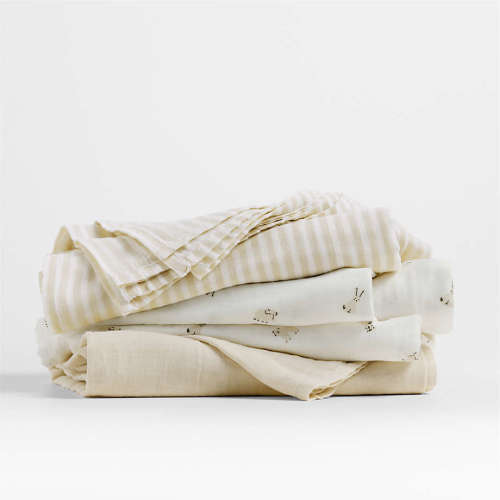 Supersoft Natural 100% Organic Cotton Gauze Sleepytime Baby Swaddle Blankets, Set of 3